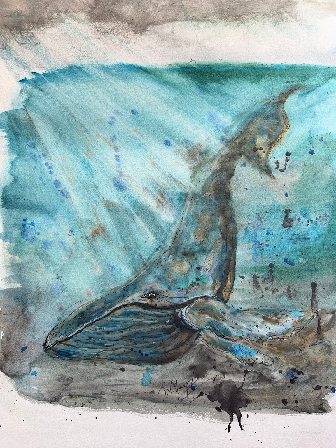 Wal – Aquarell